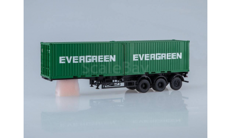 Полуприцеп-контейнеровоз МАЗ-938920 с контейнерами EVERGREEN, масштабная модель, 1:43, 1/43, Автоистория (АИСТ)