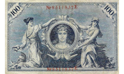 Германская Империя, 100 марок, 1908 г., Красная печать.