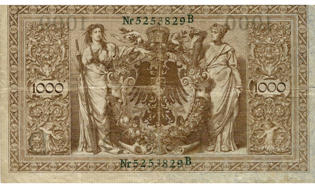 Германская Империя, 1000 марок, 1910 г., Зеленая печать!, масштабные модели (другое)