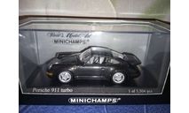 Porsche 911(964) Turbo 1990 Black⚫ metallic, масштабная модель, Minichamps, scale43