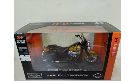 Harley-Davidson Heritage Classic 2023 gold 1:18 Maisto, масштабная модель, scale18