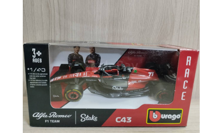 Alfa Romeo C43 #77 Valtteri Bottas 2023 1:43 Bburago, масштабная модель, 1/43