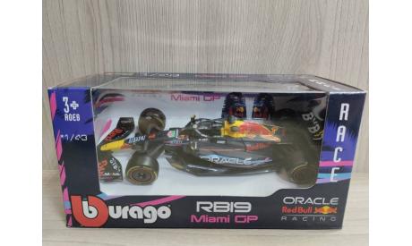 Red Bull RB19 #1 Max Verstappen 2023 Miami GP 1:43 Bburago, масштабная модель, 1/43
