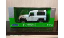 Land Rover Defender 90 Белый, масштабная модель, Welly, 1:24, 1/24