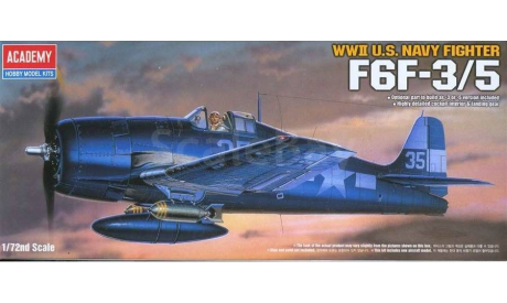 Academy 1/72 F6F3/5 Hellcat WWII U.S. Navy Fighter * американский палубный истребитель Второй мировой войны, сборные модели авиации, 1:72