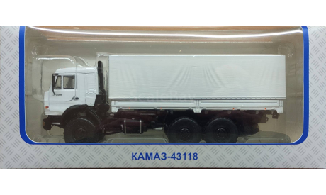 КамАЗ 43118 с тентом, белый, дорестайлинг, масштабная модель, Автоистория (АИСТ), scale43