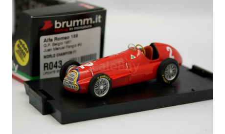 F1 champion 1951 Brumm GP Belgia Fangio Alfa Romeo 1-43, масштабная модель, 1:43, 1/43