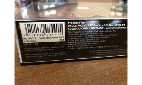 Minichamps F1 2008 Super Aguri Davidson (лот в мск), масштабная модель, scale43