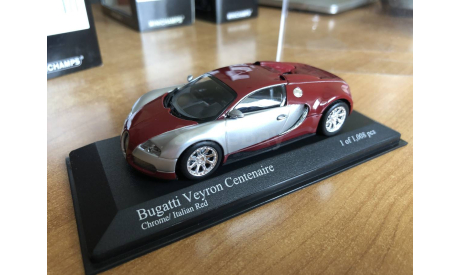 Bugatti Veyron Centennaire chrome red Minichamps 1-43 (лот в мск), масштабная модель, scale43
