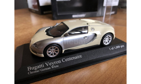 Bugatti Veyron Centennaire chrome beige Minichamps 1-43 (лот в мск), масштабная модель, scale43