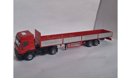 Iveco EuroTech грузовик с 2х осн. прицепом борт Herpa 1/87 HO, масштабная модель, scale87