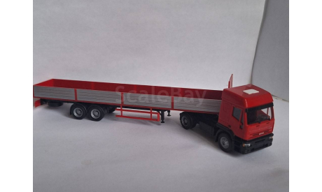 Iveco EuroTech грузовик с 2х осн. прицепом борт Herpa 1/87 HO, масштабная модель, scale87
