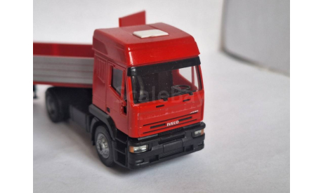 Iveco EuroTech грузовик с 2х осн. прицепом борт Herpa 1/87 HO, масштабная модель, scale87