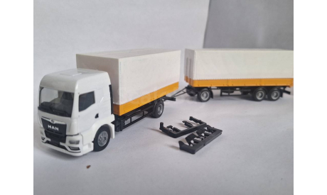 MAN TGS TM грузовик с 3-х осн. прицепом тент/борт Herpa 1/87 HO, масштабная модель, scale87