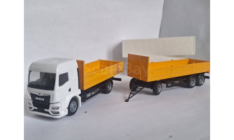 MAN TGS TM грузовик с 3-х осн. прицепом тент/борт Herpa 1/87 HO, масштабная модель, scale87