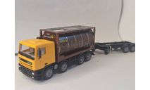 DAF 95 контейнеровоз с Прицепом и контейнером 20F бочка Herpa 1/87 HO, масштабная модель, 1:87