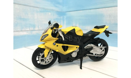 Мотоцикл BMW S1000 RR желтый 1:12, масштабная модель мотоцикла, scale12