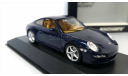 Porsche 911 Carrera (997) синий металлик Minichamps 1:43, масштабная модель, 1/43