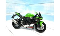 Мотоцикл Kawasaki ZX-10R ярко-зелёный 1:12, масштабная модель мотоцикла, Welly, scale12