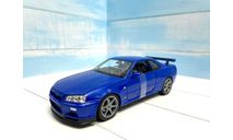 Nissan Skyline GT-R R34 blue Welly 1/24, масштабная модель, scale24