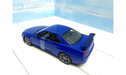 Nissan Skyline GT-R R34 blue Welly 1/24