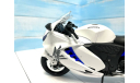 Suzuki Hayabusa белый 1/9, масштабная модель мотоцикла, scale10