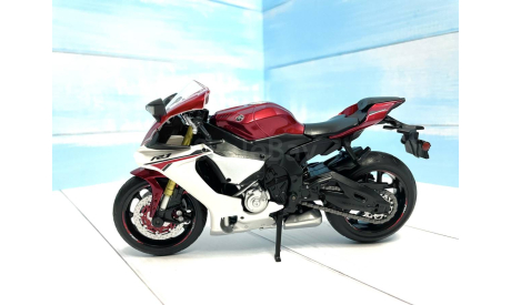 Мотоцикл Yamaha R1 красно-белый 1:12, масштабная модель мотоцикла, RMZ, scale12