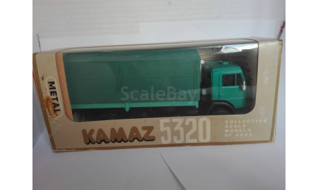 КаМАЗ-5320 бортовой зеленый с зеленым тентом из коллекции С123, масштабная модель, Элекон, scale43
