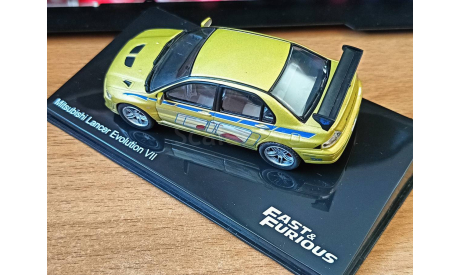 Mitsubishi Lancer Evolution VII, 2002, 1:43, металл Fast&Furious, масштабная модель, IXO Road (серии MOC, CLC), scale43