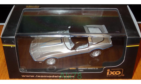 Chevrolet Corvette C3 1980, silver/black, IXO, 1:43, корпус металл, масштабная модель, scale43, IXO Road (серии MOC, CLC)