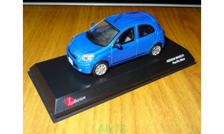 Nissan March, Pacific Blue, J-collection- Kyosho, 1:43, металл, масштабная модель, scale43