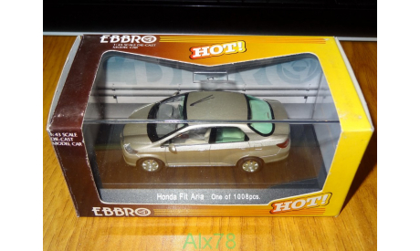 Honda Fit Aria, Gracious Beige, Ebbro, 1:43, металл, масштабная модель, scale43