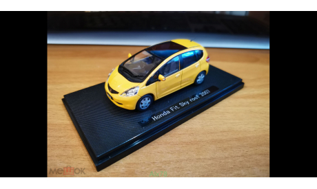 Honda Fit, Sky roof, 2007, Yellow, Ebbro, металл, 1:43, масштабная модель, scale43