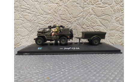 Jeep CJ-2A Willys USA Army с фигурками с прицепом от производителя Cararama/Hongwell в масштабе 1:43, масштабная модель, Bauer/Cararama/Hongwell, scale43