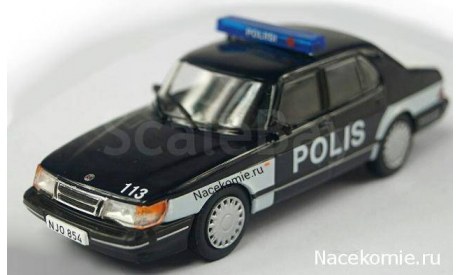 Полицейские Машины Мира №72 - SAAB 900 Turbo, масштабная модель, scale0