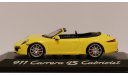 1:43 PORSCHE 911 (991) Carrera 4S Cabriolet - Minichamps в дилерском боксе, масштабная модель, 1/43