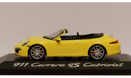 1:43 PORSCHE 911 (991) Carrera 4S Cabriolet - Minichamps в дилерском боксе, масштабная модель, 1/43