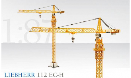 Модель башенного крана Liebherr 112 EC-Н, масштабная модель трактора, 1:87, 1/87, Conrad