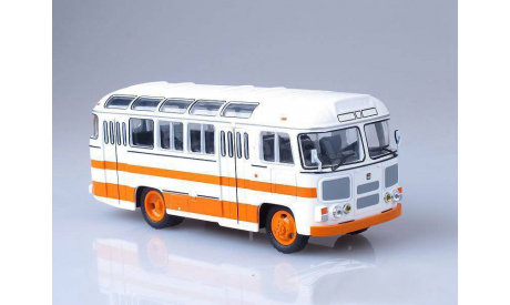 С РУБЛЯ!!! - ПАЗ-672М Белый с оранжевыми полосами, масштабная модель, 1:43, 1/43, Советский Автобус