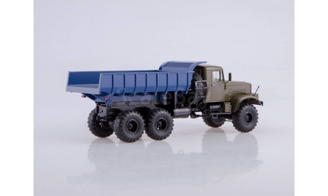КрАЗ-255Б 6x6 самосвал хаки/синий, масштабная модель, Автоистория (АИСТ), 1:43, 1/43