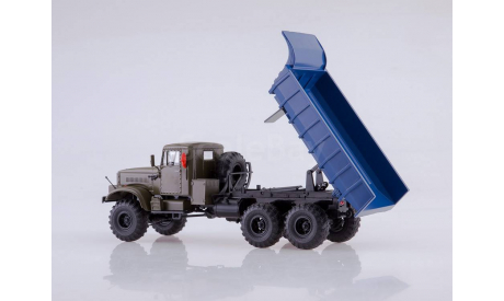 КрАЗ-255Б 6x6 самосвал хаки/синий, масштабная модель, Автоистория (АИСТ), 1:43, 1/43