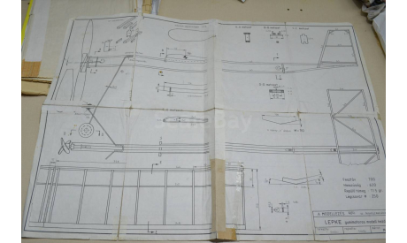 Чертеж(14)модель планера с резино-мотором (лист А2), литература по моделизму