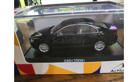 Volvo S80 2009 черный металлик, масштабная модель, Solido, scale43