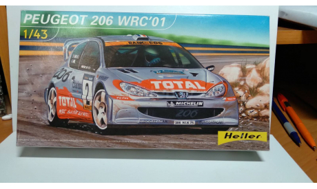 Peugeot 206 WRC’01 TOTAL, сборная модель автомобиля, Heller, scale43