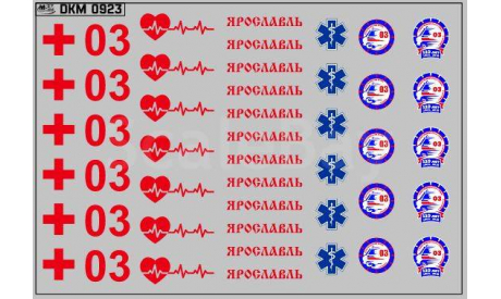 Декаль. Набор декалей эмблемы и логотипы скорой помощи Ярославль (100х65). DKМ0923, фототравление, декали, краски, материалы, maksiprof, ГАЗ, scale43