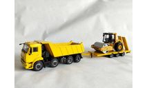 КАМАЗ 6540 с прицепом и дорожным катком, масштабная модель, scale43
