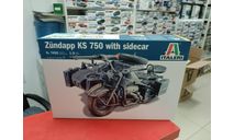 7406ИТ Мотоцикл ZUNDAPP KS 75 с коляской 1:9 Italeri  возможен обмен, сборная модель мотоцикла, scale0
