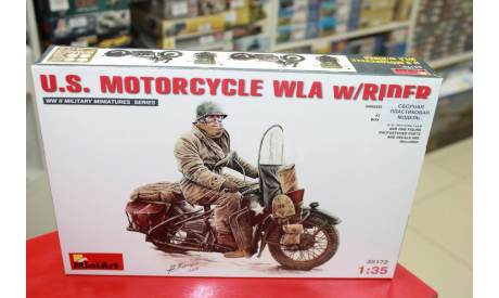 35172  мотоцикл  U.S. MOTORCYCLE WLA w/RIDER 1:35 Miniart  возможен обмен, сборные модели бронетехники, танков, бтт, scale16