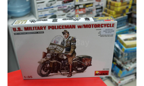 35168 мотоцикл  U.S. MILITARY POLICEMAN w/MOTORCYCLE  1:35 Miniart возможен обмен, миниатюры, фигуры, 1/35