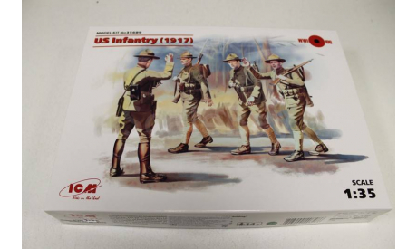 Фигуры Пехота США (1917г.), (4 фигуры) 35689, миниатюры, фигуры, 1:35, 1/35, ICM, МАЗ